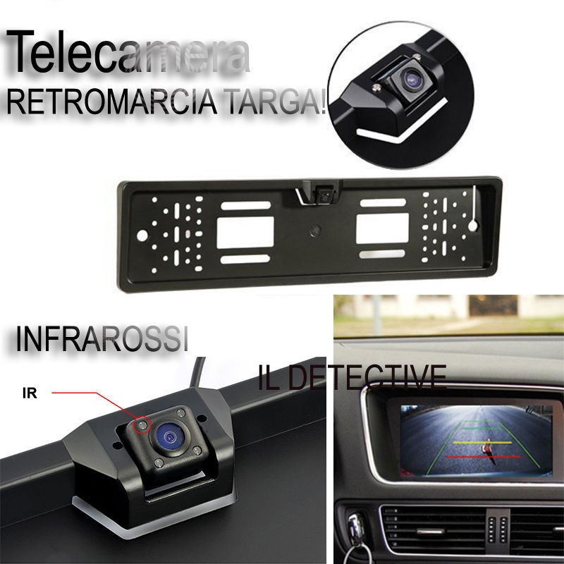 Telecamera 170 ° Portatarga Visione Nottura Retromarcia Auto Retrocamera 