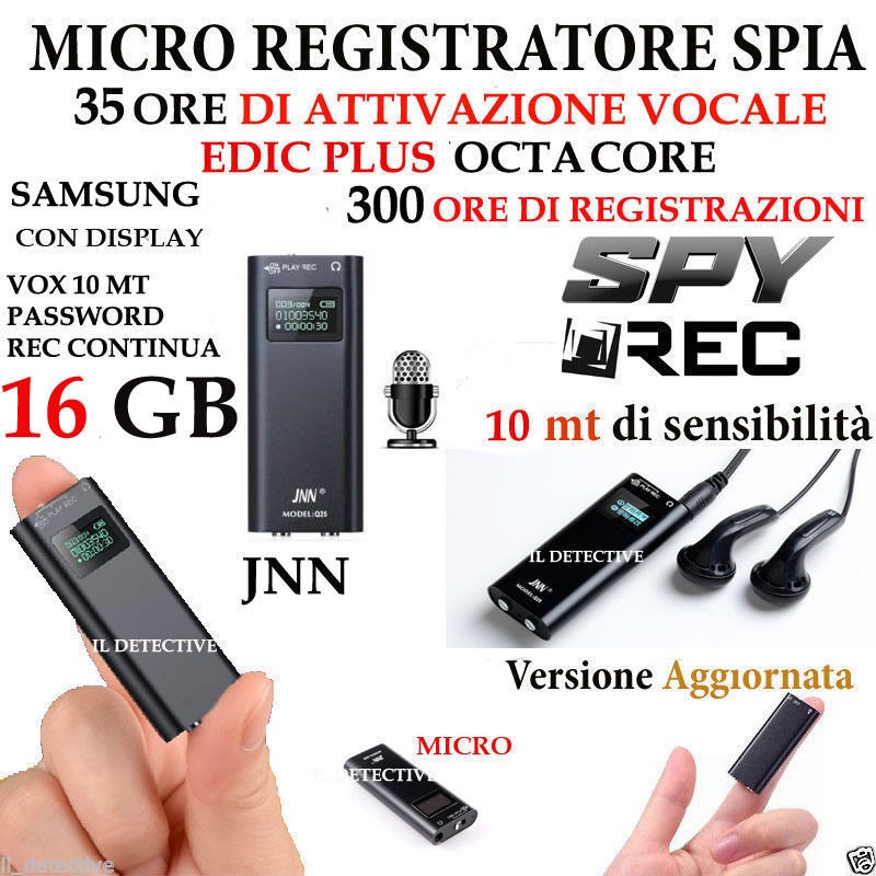 Fralud - Micro registratore audio vocale 16 Gb spy spia mini