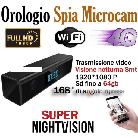 Telecamera spia microcamera nascosta sveglia orologio p2p wifi