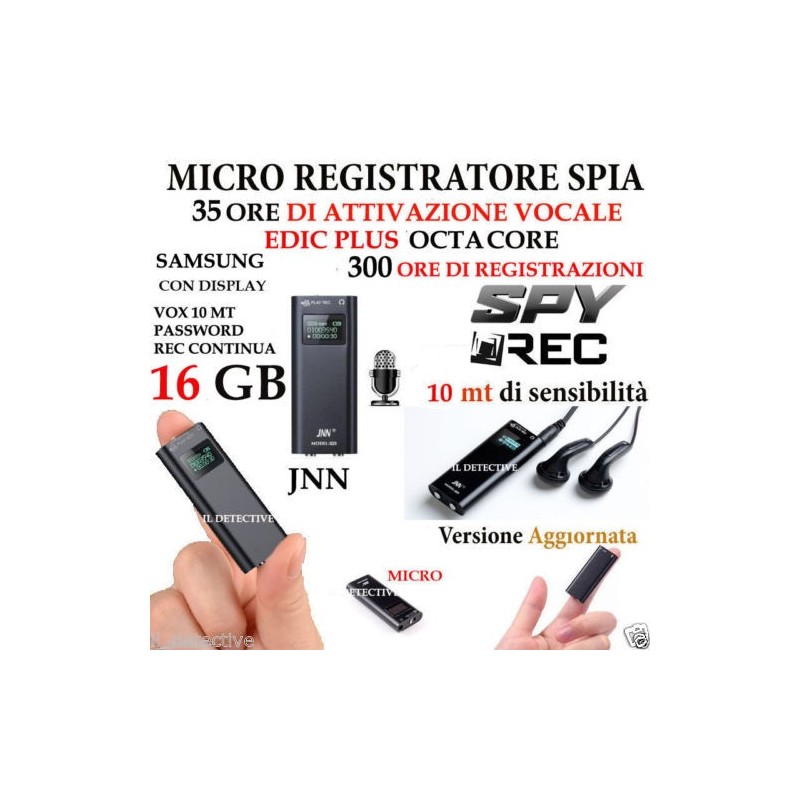 Fralud - Micro registratore audio vocale 16 Gb spy spia mini