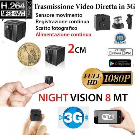 Micro telecamera spia infrarossi Wifi Wireless visione nottuna microcamera mini