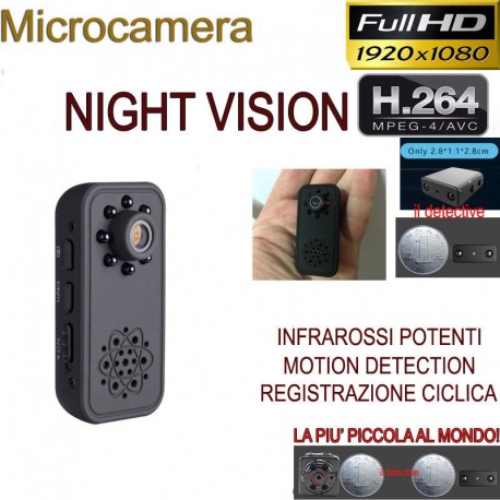 Micro telecamera spia visione notturna infrarossi HD camera spycam